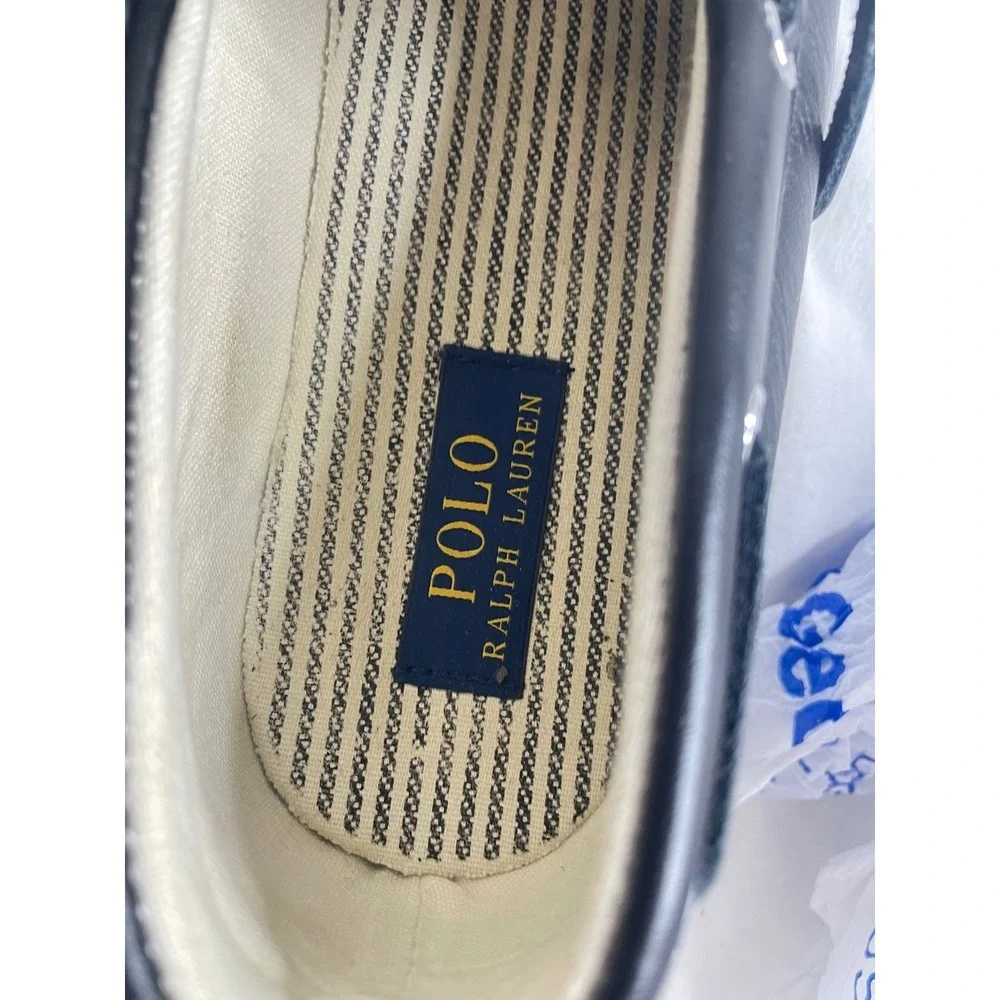 Polo Ralph Lauren Sander Black Leather Boat Shoes Mens Size 12D